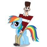  belt brown_hair clone_high crossover duo equid equine female friendship_is_magic hair hasbro horse human jfk_(clone_high) male male/female mammal my_little_pony open_mouth pegasus pink_eyes pony rainbow_dash_(mlp) wings 