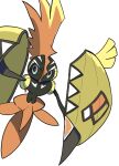  beak black_skin colored_skin green_eyes highres no_humans plume pokemon pokemon_(creature) shell simple_background solo tapu_koko white_background zucky_(yuni) 