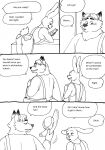  2023 anthro bernielover blush butt canid canine cellphone clothing comic dialogue disney duo english_text fan_character fox gideon_grey hi_res humanoid_hands lagomorph leporid mammal overalls phone rabbit slightly_chubby smartphone text zootopia 