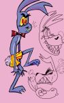  10:16 ambiguous_gender angry anthro biped blue_clothing bodily_fluids bonnie_(fnaf) bow_tie claws clothing eyelashes five_nights_at_freddy&#039;s fur hi_res lagomorph laugh leporid mammal paws puppkittyfan1 purple_body purple_ears purple_fur purple_tail rabbit red_clothing red_eyes scottgames sharp_teeth solo sweat tail teeth yellow_clothing yellow_sclera 