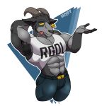  abs absurd_res ambiguous_gender anthro armpit_hair body_hair bottomwear bovid caprine clothed clothing dg254 digital_media_(artwork) epic_games fortnite fur goat goat_simulator hair hi_res horn humanoid male mammal muscular muscular_anthro muscular_male pants pecs pilgor_(goat_simulator) shirt simple_background solo tongue tongue_out topwear 