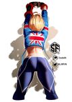  1girl ass back blonde_hair breasts cammy_white highres large_breasts long_sleeves short_hair solo street_fighter street_fighter_6 thighs zasshu 