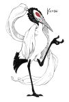  2021 anthro avian biped bird black_body black_feathers black_talons english_text feathers hair hi_res kensu_(maximum993) male maximum993 no_pupils simple_background solo text white_background white_body white_feathers white_wings wings 