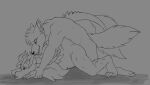 alaza ambiguous_gender ambiguous_penetration canid canine canis claws dragon gray(character) hi_res looking_at_another looking_at_partner male male/ambiguous mammal penetration pinned pinned_arms rook(artist) wolf 