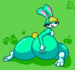  2023 animal_crossing animated anthro big_butt blonde_hair blue_body blue_fur butt butt_slap digital_media_(artwork) easter easter_egg english_text food fruit fur girly hair holidays huge_butt kneeling lagomorph leporid looking_at_viewer looking_back looking_back_at_viewer male mammal nintendo nude peach_(fruit) pixel_(artwork) pixel_animation plant rabbit sasha_(animal_crossing) shaking_butt short_playtime signature simple_background slap smile solo spanking text toilet_man 