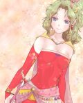  1girl blue_eyes breasts cape closed_mouth detached_sleeves dress earrings elbow_gloves final_fantasy final_fantasy_vi gloves green_hair hair_ribbon highres jewelry long_hair looking_at_viewer miru_morinaga pantyhose ponytail ribbon solo sword terra_branford weapon 