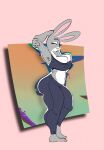  anthro armpit_hair belly big_breasts big_butt bigoldoinks body_hair breasts butt clothing curvy_figure disney female hi_res huge_butt judy_hopps lagomorph leporid mammal midriff rabbit solo spandex_legwear stretching thick_thighs tight_clothing voluptuous workout_clothing zootopia 