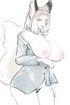  absurd_res anthro big_breasts breasts canid canine clothed clothing exposed_breasts female hi_res mammal nipples panties rusal32 shirt solo topwear underwear 