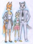  2023 absurd_res anthro black_nose bottomwear breasts brown_body brown_fur canid canine canis cleavage clothed clothing daughter_(lore) diane_foxington dreamworks duo eyebrow_piercing eyebrows facial_piercing family fan_character father_(lore) father_and_child_(lore) father_and_daughter_(lore) female fox fur hi_res hybrid male male/female mammal mother_(lore) mother_and_child_(lore) mother_and_daughter_(lore) mr._wolf_(the_bad_guys) navel orange_body orange_fur parent_(lore) parent_and_child_(lore) parent_and_daughter_(lore) piercing purse sinaherib skirt smile standing suit teeth the_bad_guys wolf 