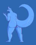  anthro big_butt butt female genitals hi_res horn kaiju muscular nezzieplump pinup pose pussy raised_tail rear_view scalie solo tail thick_thighs 