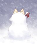  1girl animal_ear_fluff animal_ears fox_ears hair_ornament highres kemomimi-chan_(naga_u) naga_u original outdoors snow snowing snowstorm solo wind 