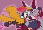  2023 annie_and_the_mirror_goat anthro areola bedroom_eyes big_areola big_breasts big_nipples bodily_fluids braixen breasts canid canine digital_media_(artwork) duo eron_varia eyewear facial_markings female fox freya_vix fur fur_cloak fur_clothing generation_6_pokemon genital_fluids genitals glasses gold_(metal) gold_jewelry grey_body grey_fur head_markings hi_res jewelry koi_the_braixen larger_female leg_markings male male/female mammal markings maroon_fur mask_(marking) mature_female narrowed_eyes nintendo nipples pawpads paws penetration pink_areola pink_nipples plump_labia pokemon pokemon_(species) precum presenting pussy pussy_juice red_eyes royal_vixult scarf seductive sex size_difference smaller_male smile socks_(marking) stick teasing vaginal vaginal_penetration vixult white_body white_fur wildmons_(catcouch) yellow_body yellow_fur 