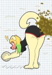  absurd_res andrea_(klovs) anthro ball blush butt canid canine canis domestic_dog embarrassed fart fart_cloud fart_fetish female gas hi_res klovs mammal shocked_expression solo volleyball_(ball) 