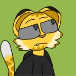  aaaaaaaaaah adult_(lore) ambiguous_gender anthro blue_eyes blue_sclera cheek_tuft clothing facial_tuft felid fur fur_markings green_background hoodie jacket low_res mammal markings pantherine simple_background solo stripes tail teeth thumbnail tiger topwear tuft yellow_body yellow_fur 