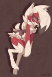  absurd_res anthro biped breasts canid canine cc-by-nc-sa claws creative_commons eyebrows female floppy_ears generation_7_pokemon hi_res honowyn lycanroc mammal midnight_lycanroc nintendo pokemon pokemon_(species) solo tail 