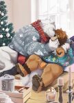  2022 anthro arm_around_shoulders barazoku barefoot bear bulge christmas christmas_clothing christmas_sweater christmas_topwear christmas_tree clothing cuddling detailed_background duo eggnog embrace epic_games eye_patch eyewear feet feet_up fortnite head_grab hi_res holidays inside kemono kissing larger_male male male/male mammal overweight overweight_male pantsless plant polar_bear polar_patroller romantic romantic_couple ross_(rossciaco) scarf sitting size_difference smaller_male st.boogie sweater topwear tree underwear ursine 