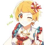  1girl ap_bar blonde_hair brown_eyes fukuda_noriko idolmaster idolmaster_million_live! idolmaster_million_live!_theater_days short_hair smile 