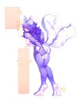  &lt;3 absurd_res anthro canid canine female happy hi_res junkochi mammal pink_eyes purple_body solo tail tail_motion 