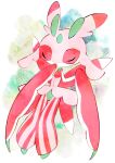  absurdres antennae bug claws closed_eyes commentary_request full_body green_background highres knees_together_feet_apart lurantis mira_(miramita8727) no_humans pokemon pokemon_(creature) solo 