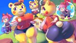  absurd_res aerth animal_crossing anthro bear big_breasts big_butt bottomwear breasts butt clothed clothing duo female female/female gym_bottomwear gym_clothing gym_shorts hi_res human jacket mammal nintendo nipple_outline outside presenting presenting_hindquarters shorts sportswear tammy_(animal_crossing) topwear villager_(animal_crossing) 