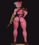  anthro anus armor axe barely_visible_genitalia barely_visible_pussy big_breasts big_butt bottomless breasts butt clothed clothing domestic_pig female genitals hi_res holding_object mammal mayosplash melee_weapon microsoft minecraft mojang piglin pussy simple_background solo suid suina sus_(pig) tail topwear tusks undead weapon xbox_game_studios 