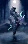  anthro big_butt bovid bow_(weapon) breasts butt canid canine canis caprine featureless_breasts female glowing glowing_eyes hi_res kindred_(lol) lamb_(lol) league_of_legends magnetus mammal mane mask partially_submerged ranged_weapon riot_games scut_tail sheep short_tail small_waist solo tail thick_thighs weapon wet wide_hips wolf wolf_(lol) 