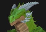  anthro blizzard_entertainment bust_portrait dracthyr dragon green_body green_eyes green_scales hi_res horn male portrait scales scalie simple_background solo three-quarter_view warcraft western_dragon white_horn ysulyan ysulyan_(ysulyan) 