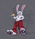  anthro balls big_balls big_bulge big_ears big_penis bottomwear bulge chest_tuft clothed clothing digital_media_(artwork) eyes_closed fatzoimp fur genital_outline genitals head_tuft hi_res holding_mug holding_object huge_balls huge_bulge huge_penis humanoid_genitalia hyper hyper_balls hyper_bulge hyper_genitalia hyper_penis lagomorph leporid long_ears low-angle_view male mammal max_(sam_and_max) mug navel open_mouth pants partially_clothed pattern_bottomwear pattern_clothing pawpads paws penis penis_outline perspective perspective_shot pink_nose plaid plaid_bottomwear plaid_clothing rabbit sagging_pants sam_and_max sharp_teeth simple_background solo teeth teeth_showing topless topless_male tuft white_body white_fur yawn 
