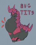  big_butt big_chest butt featureless_chest female generation_5_pokemon hi_res kentuckiyucki lidded_eyes nintendo pokemon pokemon_(species) scolipede sitting solo text thick_thighs 