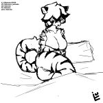 anthro arknights bed bedding blanket felid female furniture hi_res hypergryph illutrator lying lying_on_bed mammal on_bed on_side pantherine sketch solo stripes studio_montagne tiger waaifu_(arknights) 