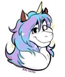  andy_(thirstydraws) anthro big_eyes blush cute_expression cute_eyes equid equine eyebrows fur hair hi_res horn icon looking_at_viewer male mammal multicolored_hair ractoons smile solo sparkles thick_eyebrows unicorn white_body white_fur 