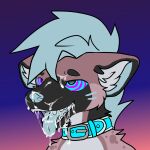  after_oral akito(4kariii) ambiguous_gender anthro ariluo blue_collar blue_hair blue_nose bodily_fluids collar cum cum_drip cum_drool cum_inside cum_on_face cum_on_muzzle dazed dripping genital_fluids hair headshot_portrait hi_res hyena hypnosis hypnotic_eyes looking_away looking_pleasured mammal mind_control open_mouth portrait simple_background solo solo_focus teeth tongue tongue_out 