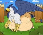  abdominal_bulge after_vore avian beak belly big_belly feral feral_pred gryphon lnyx looking_at_viewer male male_pred mythological_avian mythology red_eyes thatgryphonguy vore wings 