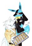 adult_male age_difference akino-kamihara anthro baking_tray biscuit_(food) bottomless bread clothed clothing duo eyewear food generation_1_pokemon generation_4_pokemon gintsuki_higari_(akino-kamihara) glasses humanoid inadzuki_(ruka) lucario male monocle ninetales nintendo number one_eye_closed partially_clothed pok&eacute;-high pokemon pokemon_(species) ponytail_(hair) school_uniform student teacher teacher_and_student teenager tongue tongue_out topwear uniform vest young 