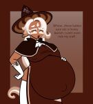  anthro bundle-of-kinks clothing cookie_(cookie_run) drooped_ears female food food_creature food_humanoid hat headgear headwear hi_res humanoid humanoid_pointy_ears hyper hyper_pregnancy latte_cookie_(cookie_run) pregnant solo wizard_hat 