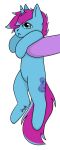 blue_body blue_eyes blue_highlights blue_horn blue_skin bubble_gum_(oc) bxbybxphomet equid equine feral friendship_is_magic hair hasbro hi_res highlights_(coloring) holding_animal horn horse male mammal my_little_pony pink_hair pink_tail pony solo spiky_hair tail unicorn 