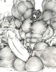  2004 abs anthro balls bear biceps big_abs big_balls big_biceps big_muscles big_pecs big_penis big_quads canid canine canis cashew_lou dnapalmhead duo erection forest front_view fur genitals graphite_(artwork) greyscale huge_abs huge_balls huge_biceps huge_muscles huge_pecs huge_penis huge_quads hyper_biceps larger_anthro larger_male macro male mammal monochrome mountain muscular muscular_anthro muscular_male nude partially_submerged pecs pencil_(artwork) penis plant sitting size_difference sky smaller_anthro smaller_male solo_focus tape_measure traditional_media_(artwork) tree unnamed_character water wolf 