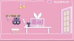  1girl animal_ears animated animated_png computer desk door green_eyes indie_virtual_youtuber mochizuki_nako oyuzaki_(ayuzaki) pink_hair pixel_art rabbit_ears rabbit_girl solo virtual_youtuber walking 