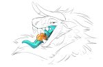  blue_mouth blue_tongue cartoonsnacks felkin fluffy food fruit glowing_internals haloren horn mouth_shot open_mouth plant pumpkin ring spots teeth tongue 