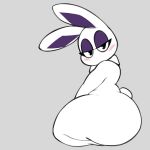  absurd_res anthro bedroom_eyes big_butt black_eyes blush butt hi_res huge_butt lagomorph leporid looking_at_viewer male mammal mel_doce_(virito) narrowed_eyes nude rabbit seductive solo thick_thighs virito white_body 