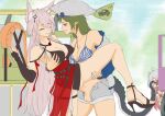  absurdres arknights erection futa_with_female futanari gavial_(arknights) green_hair hair_between_eyes highres long_hair myrtle_(arknights) pozyomka_(arknights) shangguanzhuhanyi tomimi_(arknights) vaginal wolf_girl yellow_eyes 