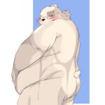  absurd_res anthro bear belly blush butt eyebrows eyewear fur glasses hair hi_res leib_(tas) lifewonders male mammal nude overweight polar_bear ponytail sahuel_s solo thick_eyebrows tokyo_afterschool_summoners ursine wet wet_body white_body white_fur 