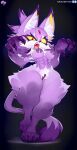  2023 4_toes 5_fingers anthro areola artist_name blaze_the_cat breasts chest_tuft claws crotch_tuft digital_media_(artwork) feet felid feline female finger_claws fingers forehead_gem fur genitals hi_res inner_ear_fluff krokobyaka mammal nipples open_mouth purple_body purple_fur pussy red_eyes sega solo sonic_the_hedgehog_(series) tail teeth thick_thighs toe_claws toes tongue tuft were werecat werefelid werefeline yellow_sclera 