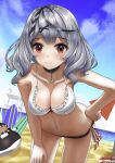  absurdres beach betonamou blue_sky highres hololive holox navel red_eyes sakamata_chloe sky swimsuit 