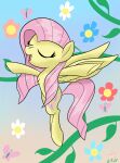  abstract_background arthropod butterfly chest_tuft cutie_mark digital_media_(artwork) equid equine eyelashes eyes_closed feathered_wings feathers female feral flower fluttershy_(mlp) friendship_is_magic fur hair hasbro hi_res insect lepidopteran long_hair long_tail mammal my_little_pony notadeliciouspotato open_mouth open_smile pegasus pink_hair pink_tail plant singing smile solo tail tuft wings yellow_body yellow_feathers yellow_fur 