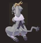  anthro antlers anus big_butt blush butt clothed clothing eyebrows female genitals hi_res hooves horn hymen jackalope kneeling lagomorph long_ears mammal moses_ramirez nipples partially_clothed pseudoregalia pubes pussy rear_view solo sybil_(pseudoregalia) tail thick_eyebrows 