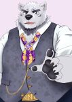  absurd_res anthro ascot bear borealis_(live_a_hero) clothing eyebrows fur hi_res lifewonders live_a_hero male mammal pawpads polar_bear satopu_v2 solo thick_eyebrows topwear ursine vest white_body white_fur 