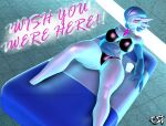  3d_(artwork) absurd_res alcohol anthro beverage big_breasts bite biting_lip biting_own_lip blue_body blue_hair breasts clothed clothing digital_media_(artwork) female floating gardevoir generation_3_pokemon hair hand_on_stomach hi_res inflatable looking_at_viewer nintendo not_furry panties pasties pokemon pokemon_(species) pool pool_float pool_toy psikokinetic red_eyes self_bite short_hair solo source_filmmaker swimming_pool swimwear text underwear warfare_machine water white_body 