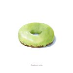  39no39 artist_name doughnut food food_focus icing matcha_(food) no_humans original shadow simple_background still_life white_background 