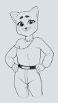  2023 anthro black_and_white cartoon_network domestic_cat felid feline felis female hands_on_hips hi_res mammal monochrome mrocelot66 nicole_watterson portrait solo the_amazing_world_of_gumball three-quarter_portrait 